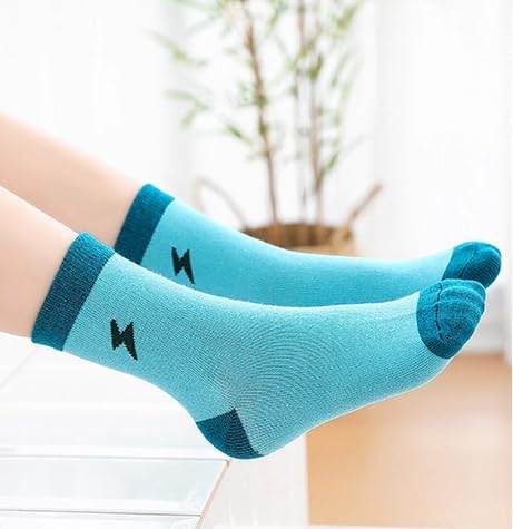 Padgene 10 Pairs Kids Boys Fun Novelty Socks Toddler None Slip Cotton Crew Dress Socks Cartoon Dinosaur Car Shark Stripes