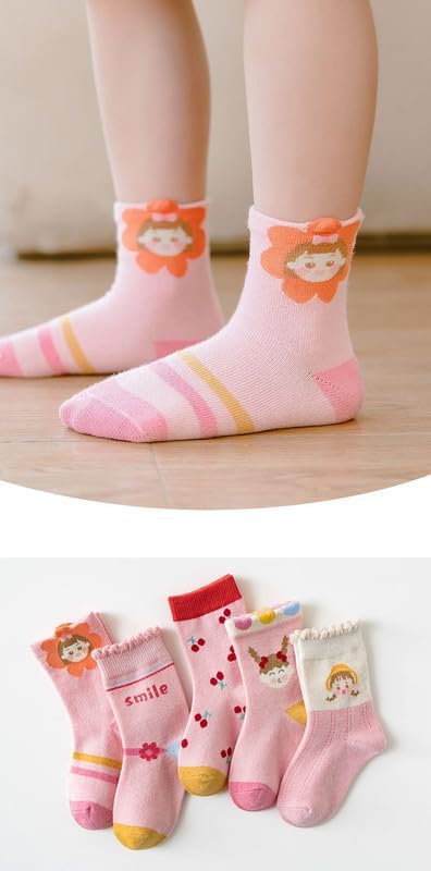 Padgene 10 Pairs Kids Boys Fun Novelty Socks Toddler None Slip Cotton Crew Dress Socks Cartoon Dinosaur Car Shark Stripes