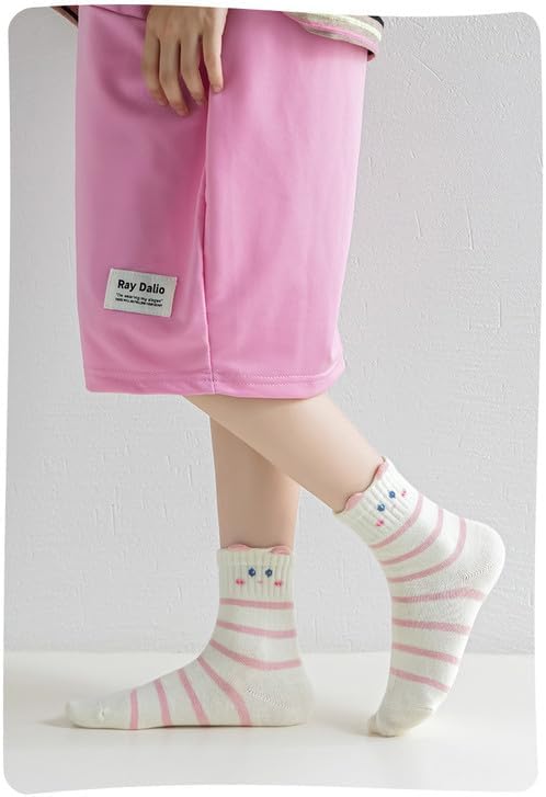 Padgene 10 Pairs Kids Boys Fun Novelty Socks Toddler None Slip Cotton Crew Dress Socks Cartoon Dinosaur Car Shark Stripes