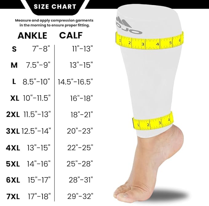 Mojo Compression Socks Footless for Women and Men 20-30mmHg - Extra Wide Plus Size Calf Sleeve - A604