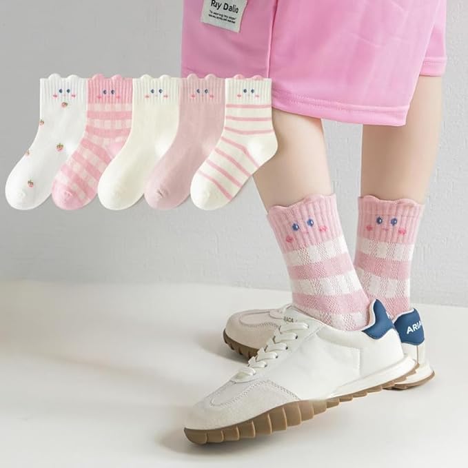 Padgene 10 Pairs Kids Boys Fun Novelty Socks Toddler None Slip Cotton Crew Dress Socks Cartoon Dinosaur Car Shark Stripes