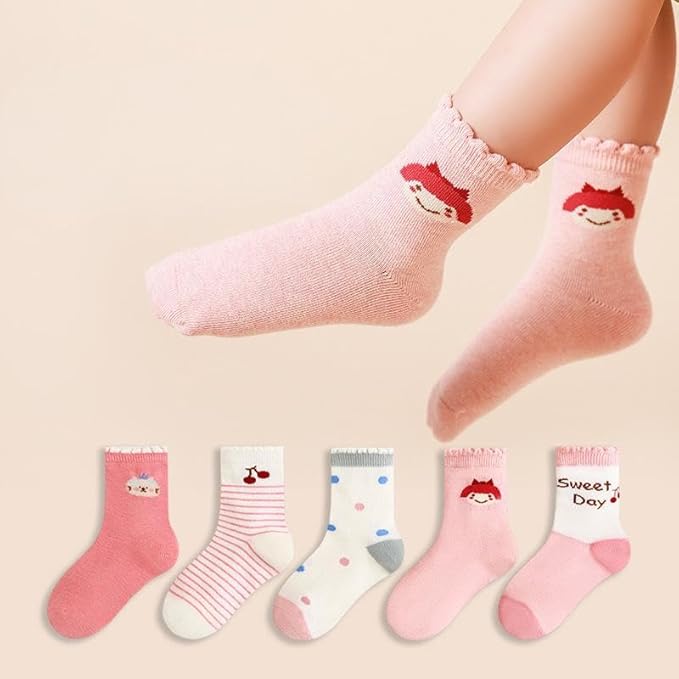 Padgene 10 Pairs Kids Boys Fun Novelty Socks Toddler None Slip Cotton Crew Dress Socks Cartoon Dinosaur Car Shark Stripes