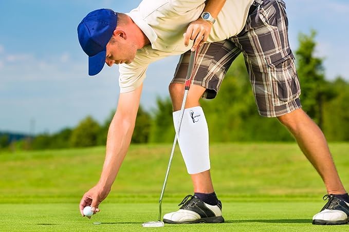 Davison 2 in 1 Wearable Golf Towel and Compression Sleeve. Reduce Leg Soreness, Improve Pace of Play, Clean Clubs and Grooves (1, Red)