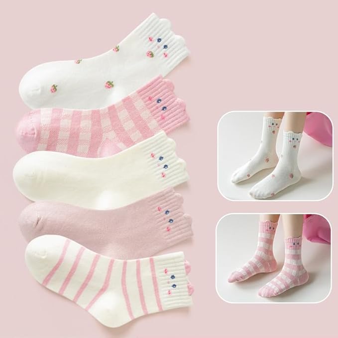 Padgene 10 Pairs Kids Boys Fun Novelty Socks Toddler None Slip Cotton Crew Dress Socks Cartoon Dinosaur Car Shark Stripes