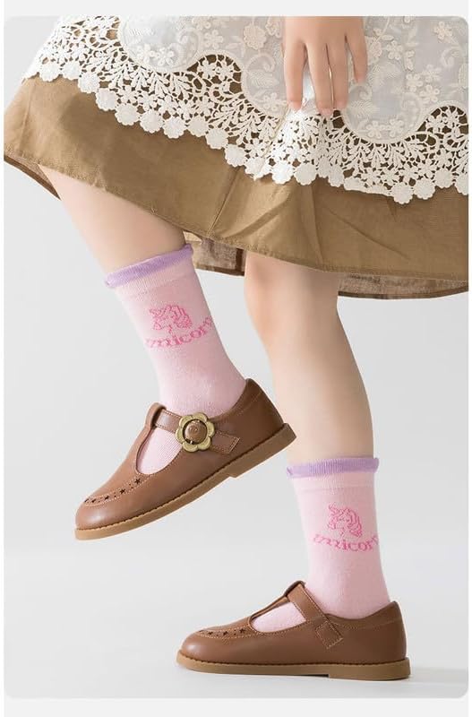 Padgene 10 Pairs Kids Boys Fun Novelty Socks Toddler None Slip Cotton Crew Dress Socks Cartoon Dinosaur Car Shark Stripes