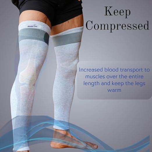 Wonder Care Compression Sleeve for Men and Women Leg Brace for Running, Volleyball, Gym Weightlifting Bamboo Yarn Full Leg Sleeve Made From Bamboo Yarn