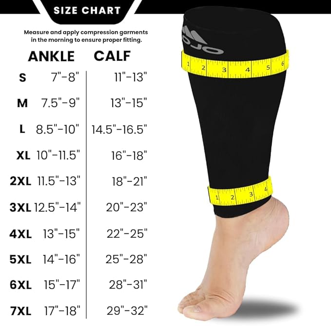 Mojo Compression Socks Footless for Women and Men 20-30mmHg - Extra Wide Plus Size Calf Sleeve - A604