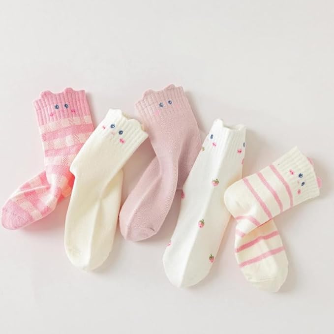 Padgene 10 Pairs Kids Boys Fun Novelty Socks Toddler None Slip Cotton Crew Dress Socks Cartoon Dinosaur Car Shark Stripes