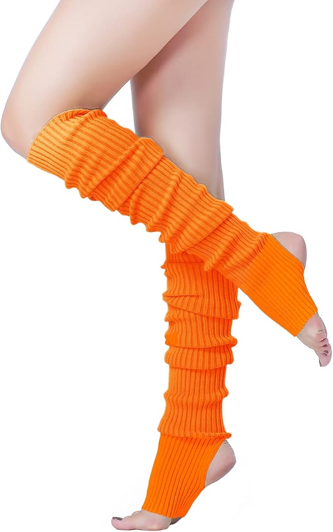 v28 Long Leg Warmer, Women’s Men 80s Party Ribbed Knit Dance Sports
