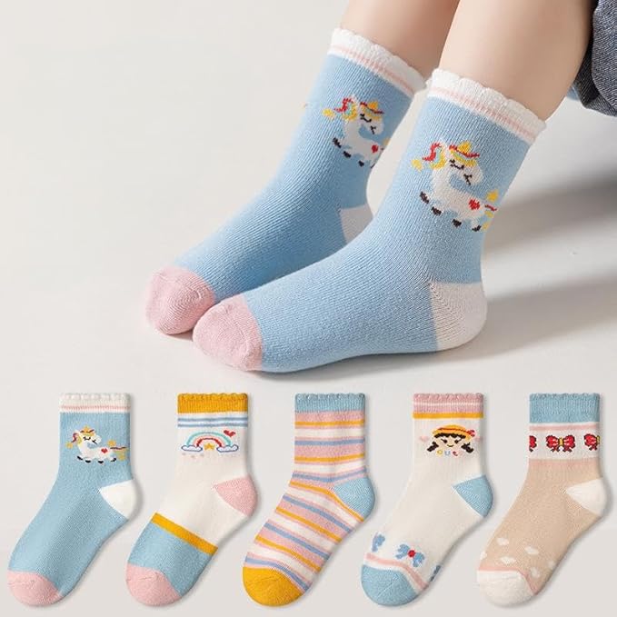Padgene 10 Pairs Kids Boys Fun Novelty Socks Toddler None Slip Cotton Crew Dress Socks Cartoon Dinosaur Car Shark Stripes