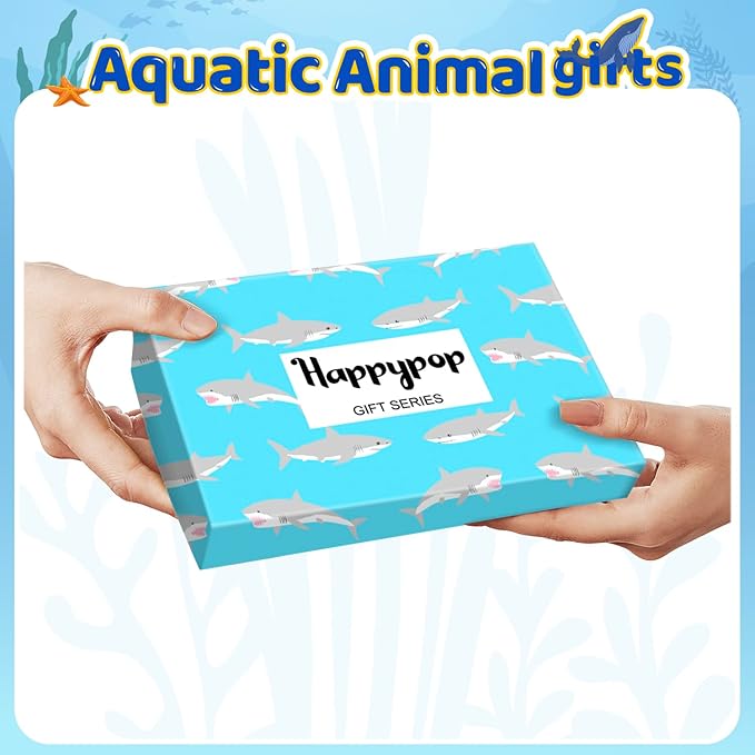 HAPPYPOP Shark Gifts for Boys - Silly Shark Socks Adult 4 Pack, Ocean Socks for Kids Boys 4-18 Years