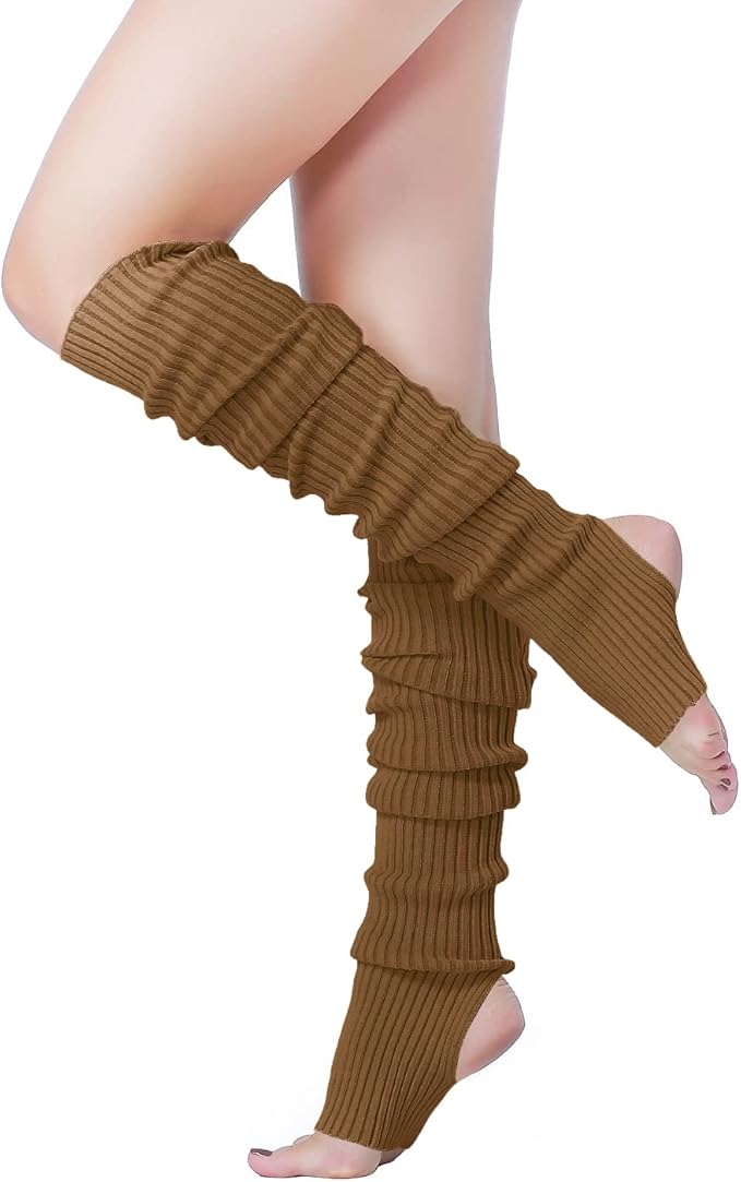 v28 Long Leg Warmer, Women’s Men 80s Party Ribbed Knit Dance Sports