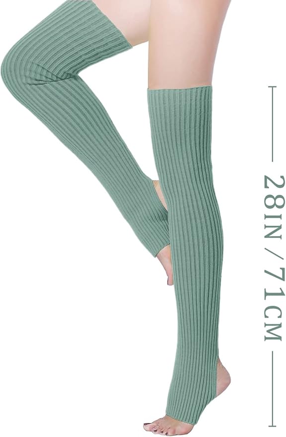 v28 Long Leg Warmer, Women’s Men 80s Party Ribbed Knit Dance Sports