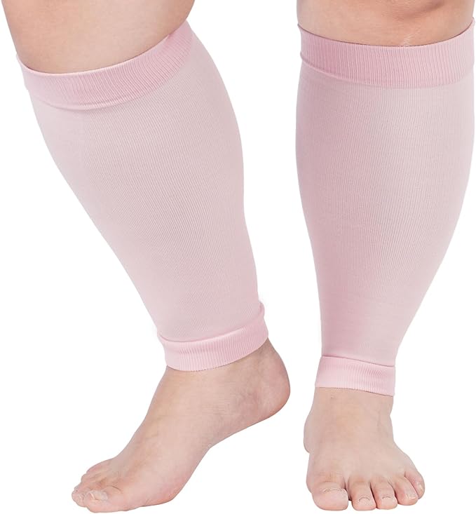 Plus Size Compression Leg Sleeves for Women& Men 15-20mmHg Wide Calf Knee High Leg Sleeves