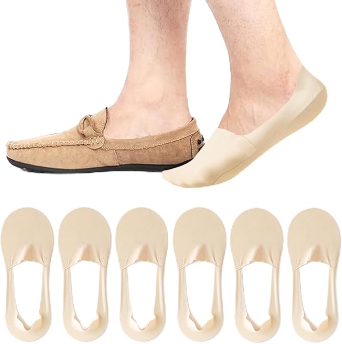 Caudblor Men Thin No Show Socks for Loafer, Invisible Low Cut Liners No See Non Slip Sock 6 Pairs
