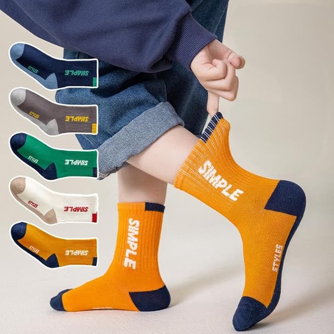 Padgene 10 Pairs Kids Boys Fun Novelty Socks Toddler None Slip Cotton Crew Dress Socks Cartoon Dinosaur Car Shark Stripes