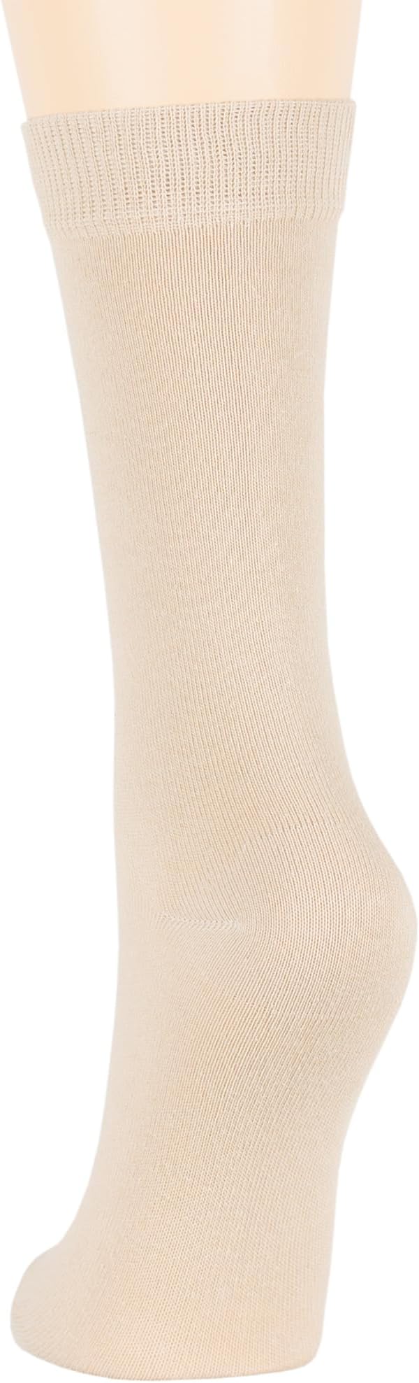 7BigStars Women's Cotton Dress Socks - 4 Pack L/M - Solid Assorted Crew Calf Black Brown Blue Grey Beige Khaki Olive Green