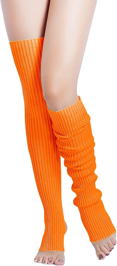 v28 Long Leg Warmer, Women’s Men 80s Party Ribbed Knit Dance Sports