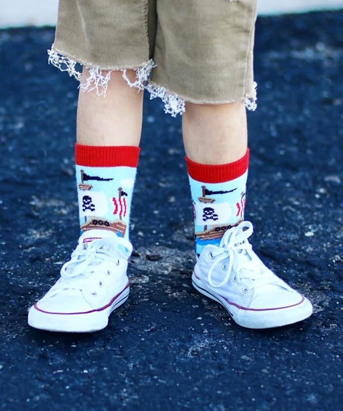 Jefferies Socks Boys Fashion Novelty Dinosaur Stripes Pattern Variety Crew Socks 9 Pair Pack