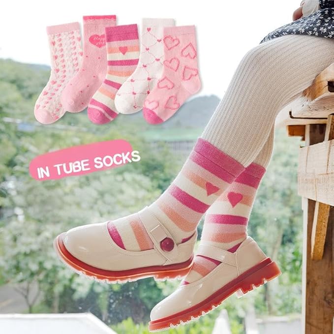 Padgene 10 Pairs Kids Boys Fun Novelty Socks Toddler None Slip Cotton Crew Dress Socks Cartoon Dinosaur Car Shark Stripes