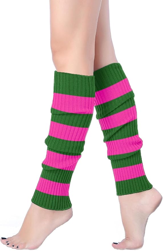 v28 Women Juniors Neon Ribbed Leg Warmers for 80s Eighty's Party Sports Yoga