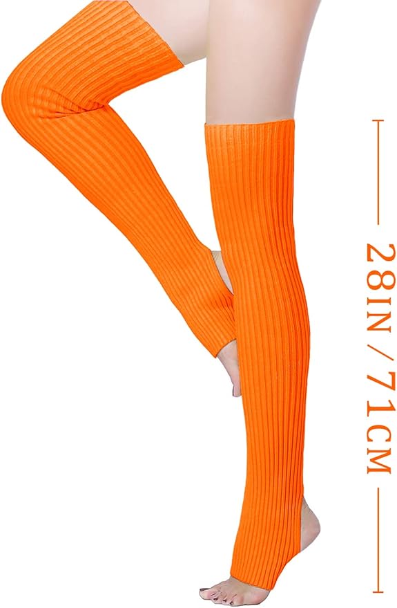 v28 Long Leg Warmer, Women’s Men 80s Party Ribbed Knit Dance Sports