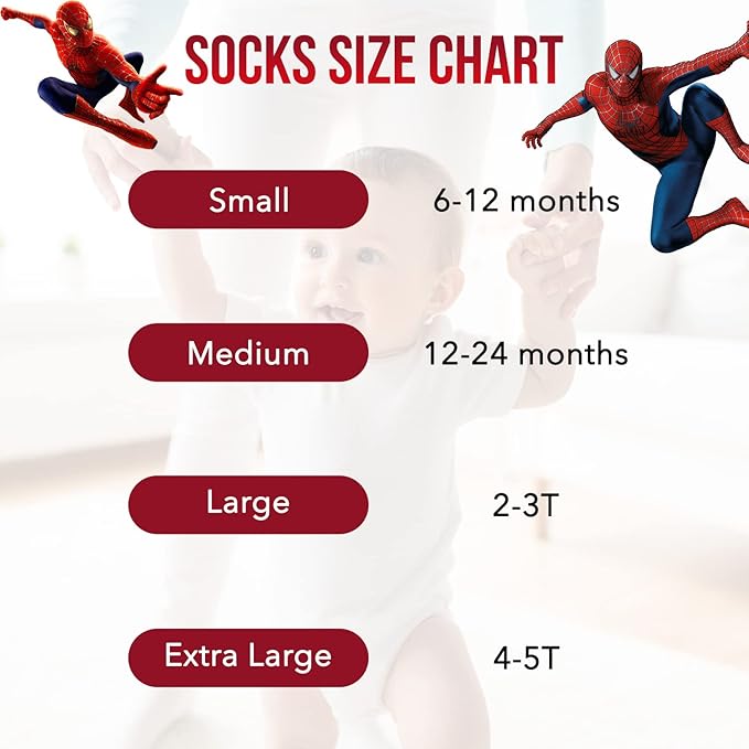 Marvel Spiderman Grip Socks, 10 Pack, Toddler Boys, Ankle Length, Multicolor, Small