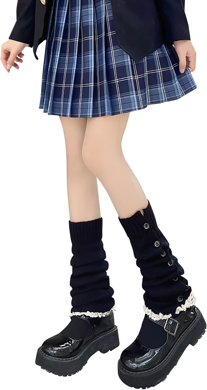 Lebaley Kawaii Leg Warmers for Girls Women - Japanese Lolita Leg Warmers Y2K Harajuku Leg Cover Stockings Kawaii Knit Socks