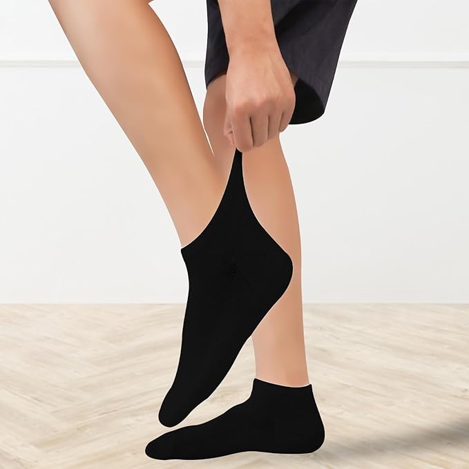 +MD 6 Pairs Ankle Socks for Women and Men, Bamboo Viscose Smell Control Cushioned Sole Casual Low Cut Socks