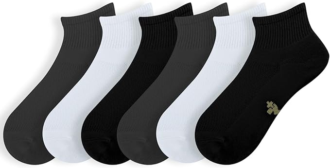 +MD 6 Pairs Ankle Socks for Women and Men, Bamboo Viscose Smell Control Cushioned Sole Casual Low Cut Socks