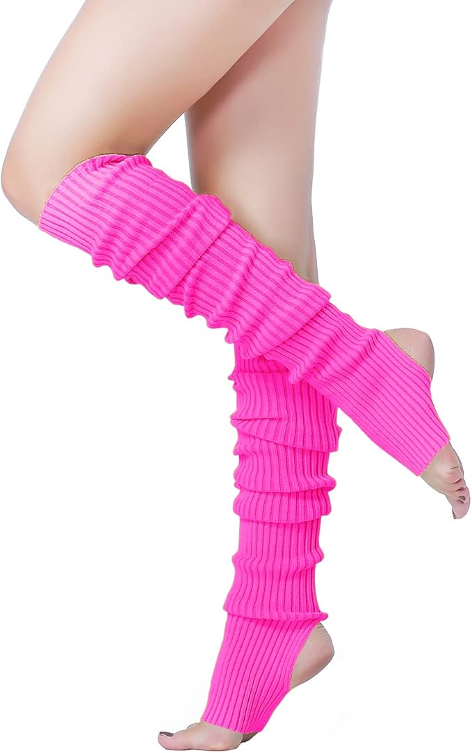 v28 Long Leg Warmer, Women’s Men 80s Party Ribbed Knit Dance Sports