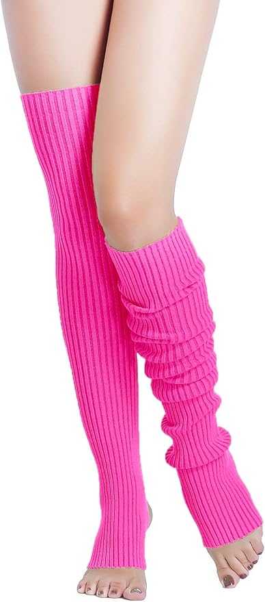 v28 Long Leg Warmer, Women’s Men 80s Party Ribbed Knit Dance Sports