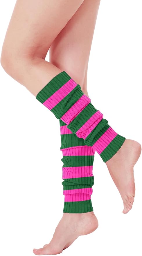 v28 Women Juniors Neon Ribbed Leg Warmers for 80s Eighty's Party Sports Yoga
