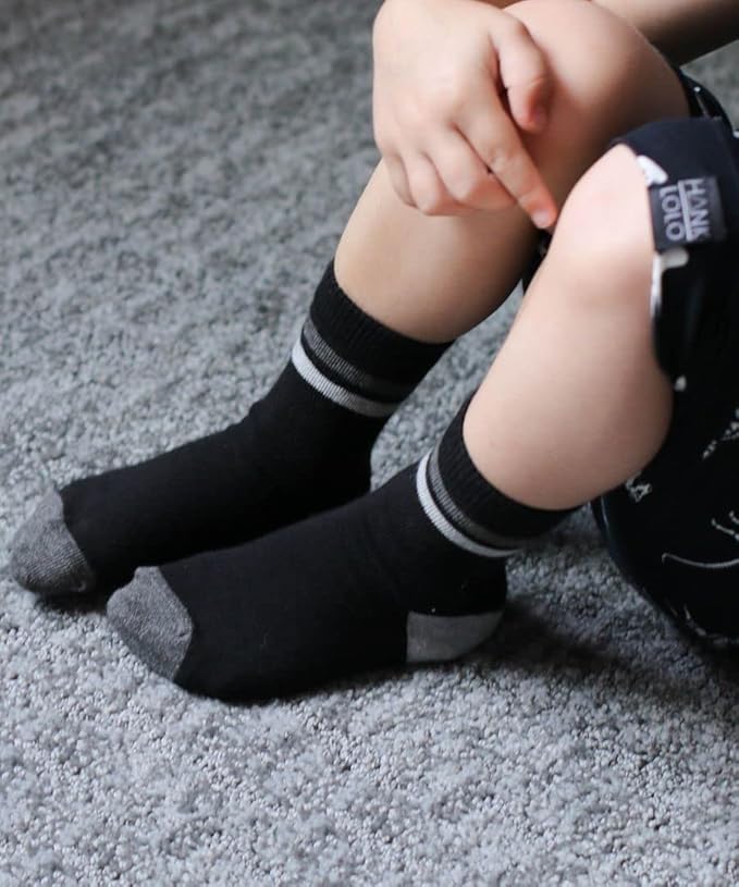 Jefferies Socks Boys Fashion Novelty Dinosaur Stripes Pattern Variety Crew Socks 9 Pair Pack