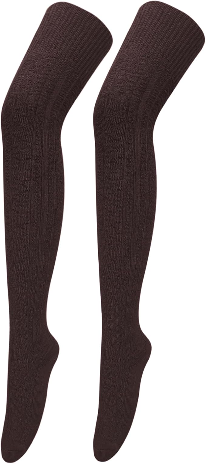 Bestjybt Women Thigh High Socks Cotton Cable Knit Over the Knee Boot Stockings Long Warm leg Warmers