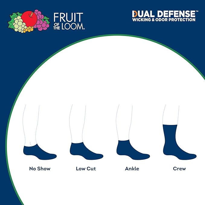 Fruit of the Loom Mens Dual Defense Ankle Socks (12 Pack)