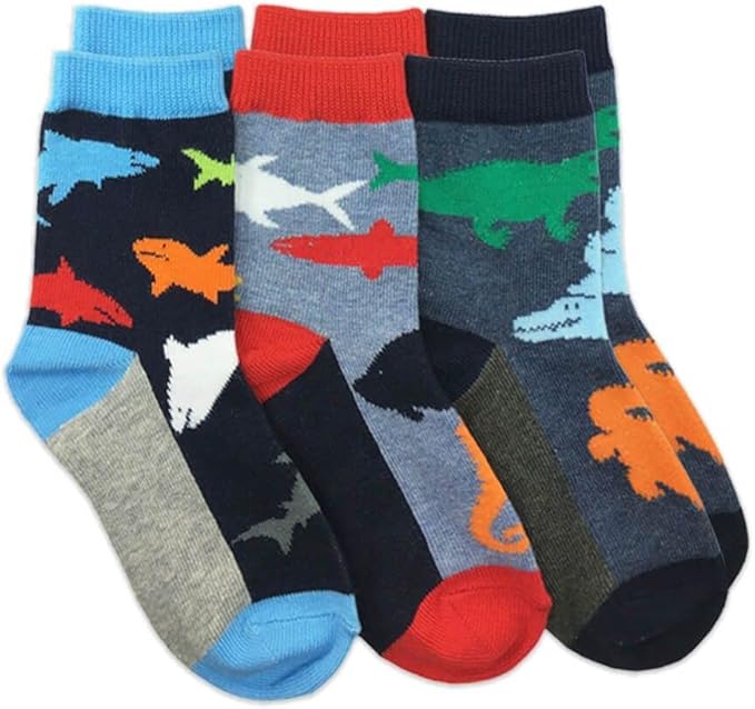 Jefferies Socks Boys Fashion Novelty Dinosaur Stripes Pattern Variety Crew Socks 9 Pair Pack