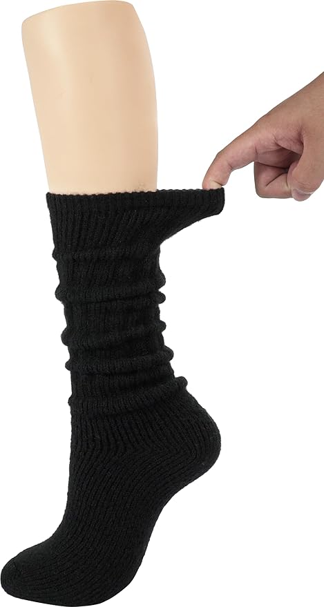 BomKinta Thick Slouch Socks Women - Long Soft Scrunch Knee High Boot Socks - Stack Socks for Women 3 Pair Pack Size 5-10