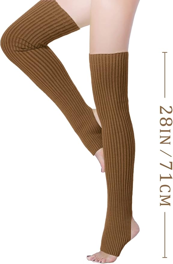 v28 Long Leg Warmer, Women’s Men 80s Party Ribbed Knit Dance Sports