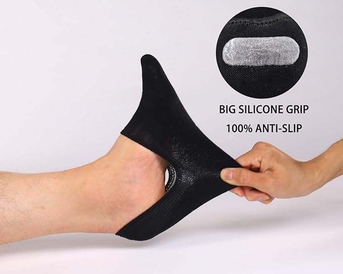 WHISPER DEER No Show Socks Men Invisible Low cut Loafer Sneaker Socks Non-Slip