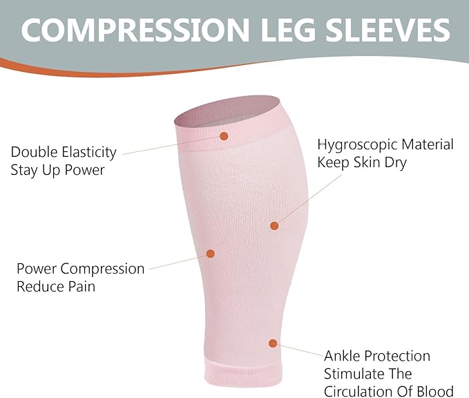 Plus Size Compression Leg Sleeves for Women& Men 15-20mmHg Wide Calf Knee High Leg Sleeves