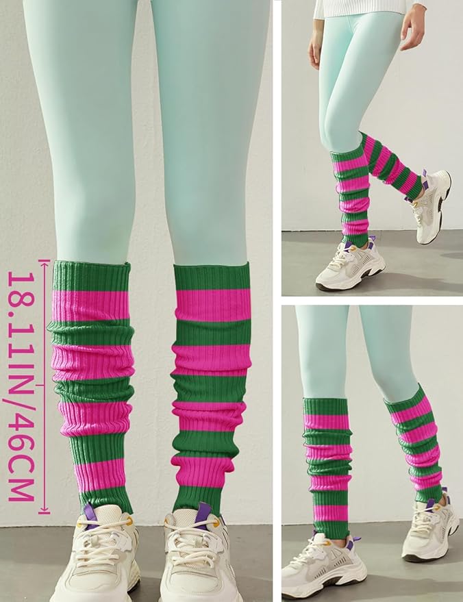 v28 Women Juniors Neon Ribbed Leg Warmers for 80s Eighty's Party Sports Yoga