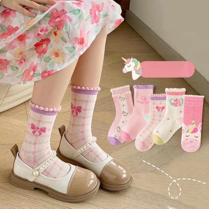 Padgene 10 Pairs Kids Boys Fun Novelty Socks Toddler None Slip Cotton Crew Dress Socks Cartoon Dinosaur Car Shark Stripes