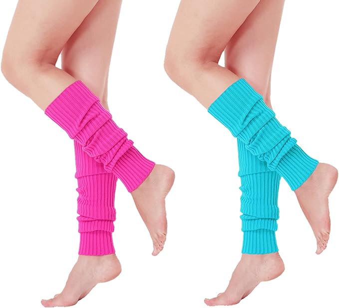 v28 Women Juniors Neon Ribbed Leg Warmers for 80s Eighty's Party Sports Yoga