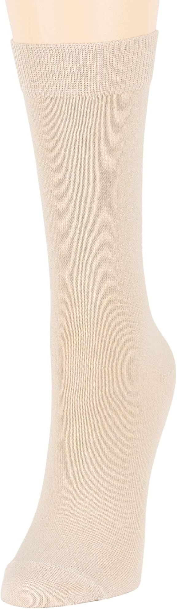 7BigStars Women's Cotton Dress Socks - 4 Pack L/M - Solid Assorted Crew Calf Black Brown Blue Grey Beige Khaki Olive Green