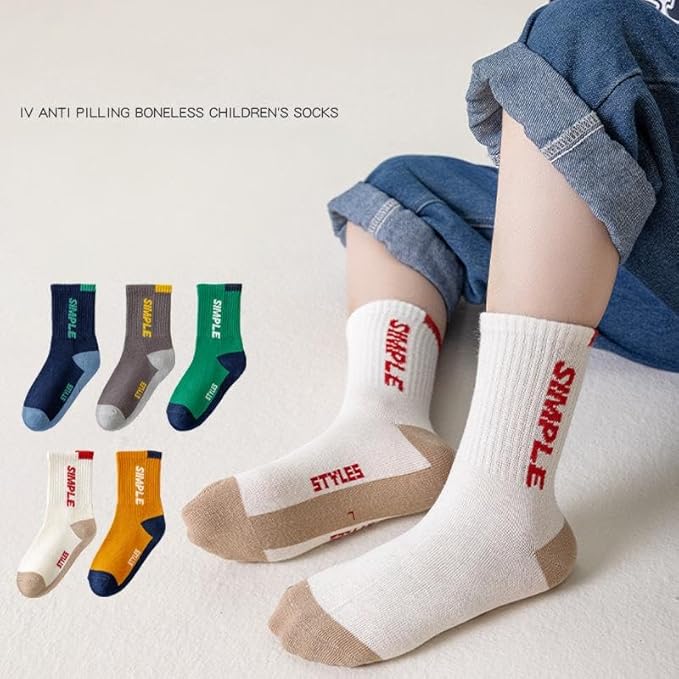 Padgene 10 Pairs Kids Boys Fun Novelty Socks Toddler None Slip Cotton Crew Dress Socks Cartoon Dinosaur Car Shark Stripes