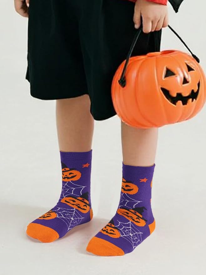 COTTON DAY Kids Boys Crew Dress Socks Bright Colorful Pattern Design Halloween Christmas Shark Camo