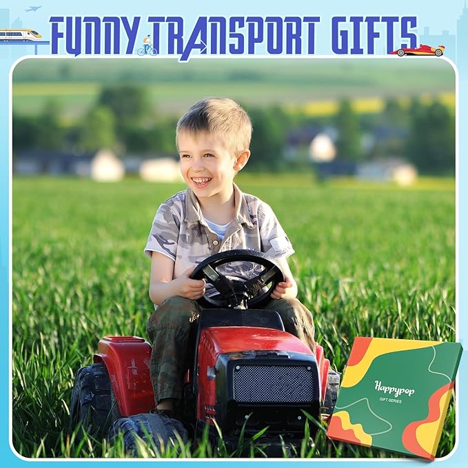 HAPPYPOP Train Tractor Gifts For Boys - Funny Railroad Tractor Socks For Kids 7-12 Years Old