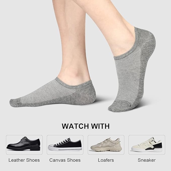 wernies No Show Socks Men, Low Cut Ankle Short Casual Cotton Socks with Non Slip Grips 6-10/11-13
