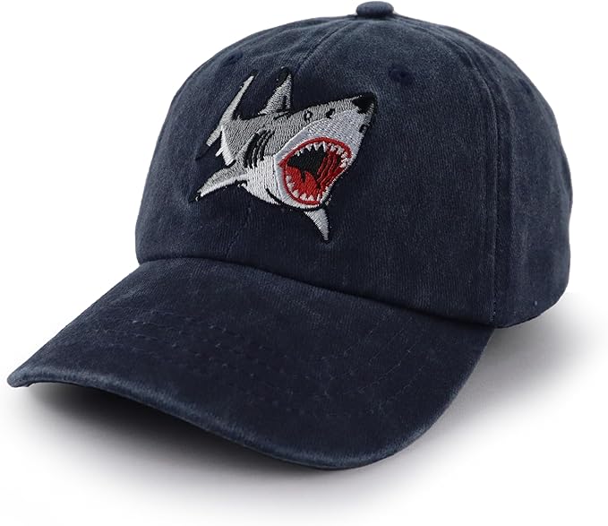 Sharks Kids Hat for Boys Girls Ages 3-10, Cute Adjustable Embroidery Cotton Cowboy Baseball Cap